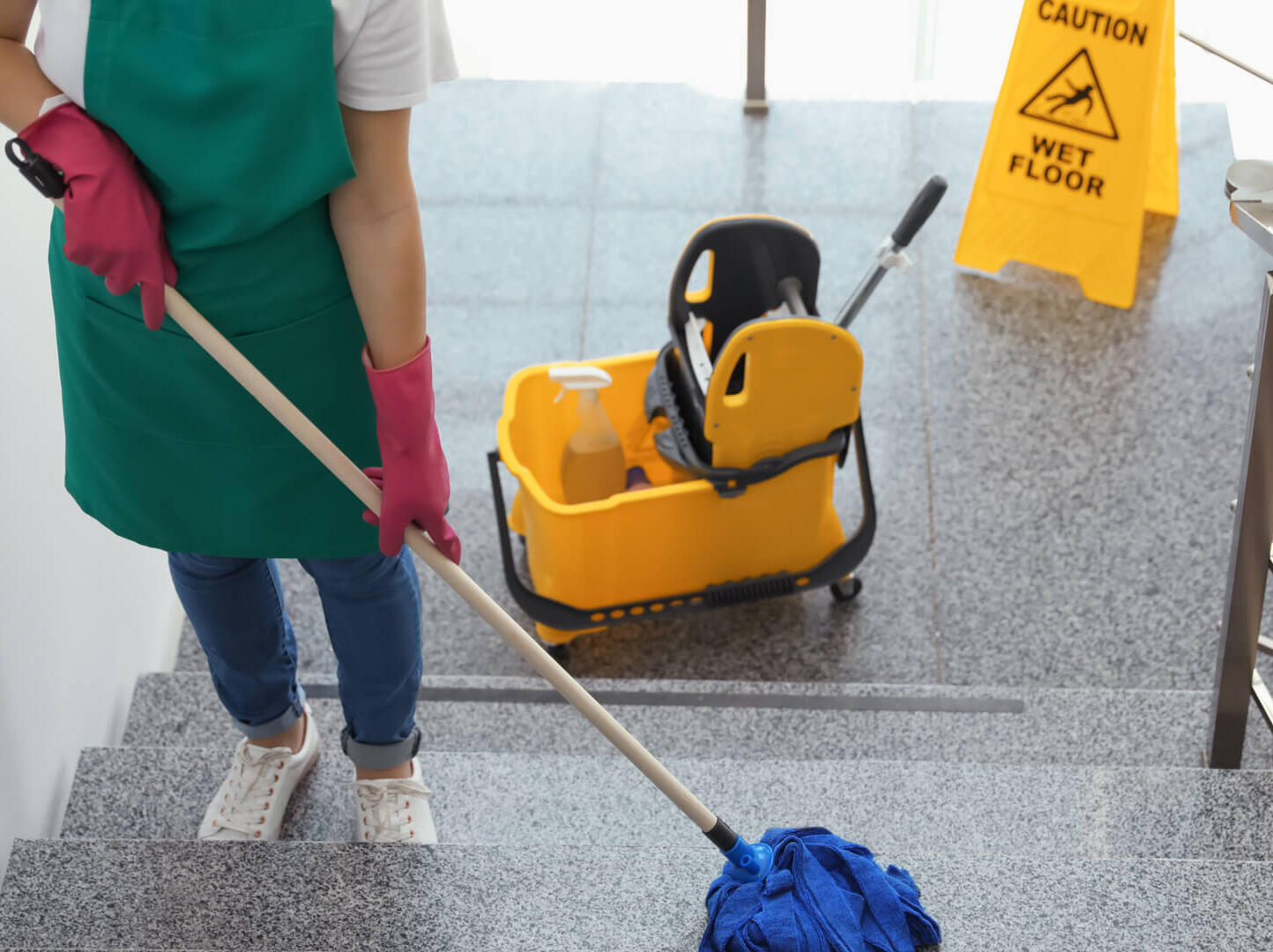 a woman cleaning